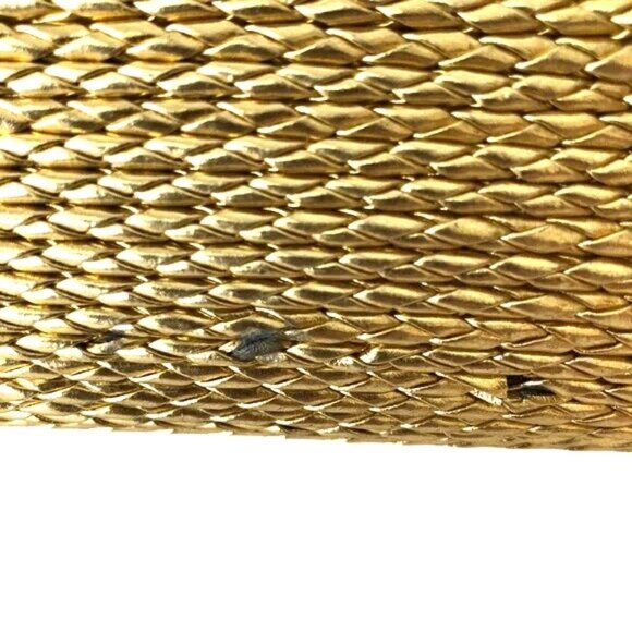 Gold Woven Bebe Clutch Purse With Chain Strap & Snap Closure - Elegant - Picture 4 of 7